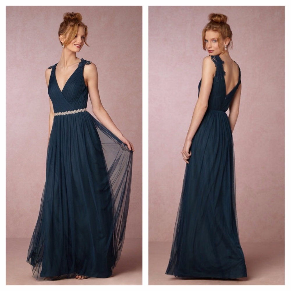 Watters Navy Blue Prom Dress
